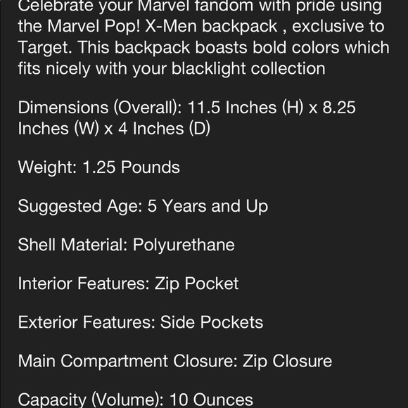 Funko-Pop Marvel: X-Men Blacklight Mini Backpack - Picture 4 of 5